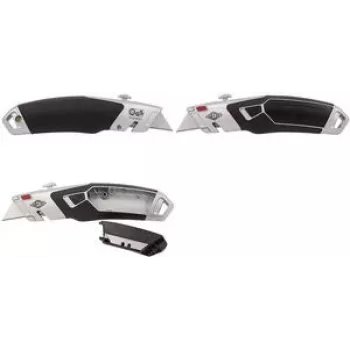 WEDO Safety Cutter Profi Plus II drošības nazis, 3 pakāpju automātiska asmens ievilkšana, sudraba/melns, 3 griešanas dziļumi, 1 gab. (78 851)