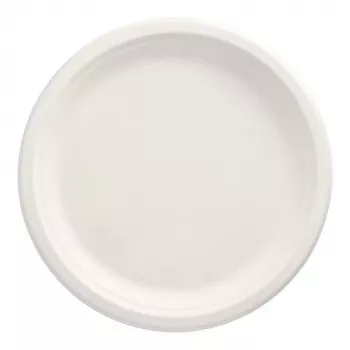 PAPSTAR pure cukurniedru šķīvji, apaļi, 260 mm, 50 gab., kompostējami, mikroviļņu krāsnī droši (89738)