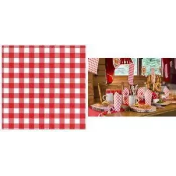 PAPSTAR Vichy Check sarkani/baltas 1-slāņa papīra salvetes, 330 x 330 mm, 1/4 locījums, 250 gab. iepakojumā 88762