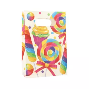 PAPSTAR Candies Party papīra maisiņš ar rokturi, 140 x 210 x 60 mm, bloka dibens, sānu ieloces, 1 gabals (88862)