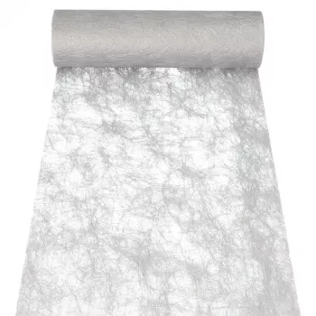 PAPSTAR Sizoflor galda celiņš un dekoratīvā lente, sudraba, 25 m x 30 cm, ūdensizturīgs, 75% poliesters / 25% poliamīds 37064