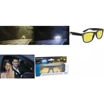 WEDO Nakts braukšanas brilles polarizētas dzeltenas lēcas melns rāmis ar maciņu 271 47099
