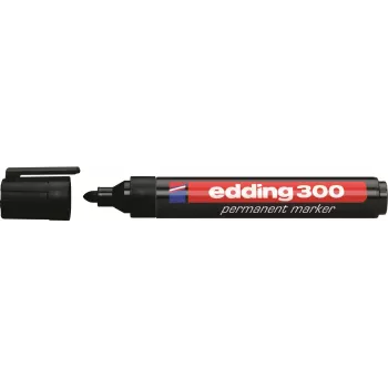 Edding 300-E4 Permanentais marķieru komplekts, 4 dažādās krāsās (melns, zils, zaļš, sarkans), kaltveida uzgalis 1-5 mm 4-300-4