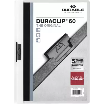 DURABLE DURACLIP 60 A4 dokumentu mape ar klipu, melna (25 gab. iepakojums) 220902