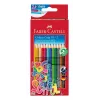 Faber-Castell Colour GRIP trīsstūrveida krāsainie zīmuļi, dažādas krāsas, 10 gab., Soft-Grip zona, izturīgs 3,3 mm grafīts, uz ūdens bāzes laka, promo maciņš 201585