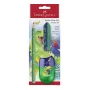 Faber-Castell Dino Jumbo rakstīšanas komplekts, zaļš, 3 zīmuļi, 3 mm vads, ergonomisks trīsstūrveida, izturīgs pret lūšanu, no 3 gadu vecuma, 111529
