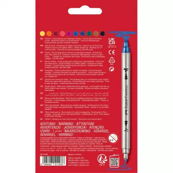 FABER-CASTELL Glitter Dual-Tip Fibre Pens, 10 dažādas krāsas, mazgājamas, 3-5 mm un 1 mm uzgaļi 151107