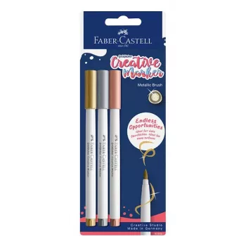 Faber-Castell Goldfaber Creative marķieru komplekts, 3 dažādas krāsas, uz ūdens bāzes pigmenta tinte, bez smaržas, nenotriepjas, izturīga pret šļakatām, blistera iepakojums 161005