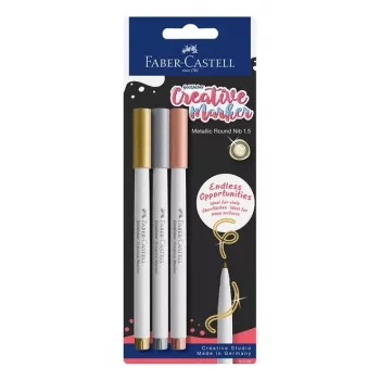 Faber-Castell Creative Marker Goldfaber, 3 gab. blisteriepakojumā, uz ūdens bāzes, bez smaržas, nenotriepjas un izturīgs pret šļakatām 161108