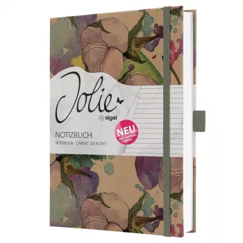 SIGEL Jolie Pure Cottonflowers piezīmju grāmatiņa A5, rūtiņas, cietie vāki, 176 lappuses, balts 100gsm JN855