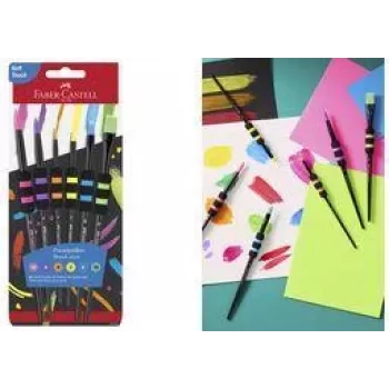 Faber-Castell sintētisko saru otu komplekts, 6 gab., ar Soft-Touch roktura zonu, izturīgas, mīkstas sintētiskās šķiedras - 1 gab. (481622)
