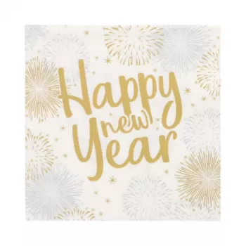 PAPSTAR Happy New Year salvetes 330 x 330 mm, 3 kārtu, 1/4 locījums, 20 gab.