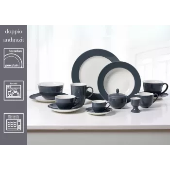 Ritzenhoff & Breker Doppio Anthracite zupas šķīvji 220 mm porcelāns, 6 gab.