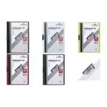 DURABLE DURACLIP ORIGINAL 60 A4 dokumentu mape ar metāla klipsi, caurspīdīgs priekšējais vāks, melns aizmugurējais vāks, 5 gab. 2238-01