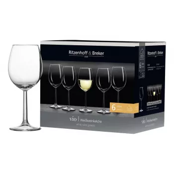 Ritzenhoff & Breker VIO baltvīna glāze, 320 ml, trauku mazgājamā mašīnā mazgājama, pūslveida forma, augstums 200 mm, 6 gab. komplekts (812169)
