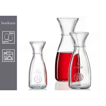 Ritzenhoff & Breker Bordeaux stikla karafe 1L, soda-laima stikls, trauku mazgājamā mašīnā mazgājama, ar uzpildes līniju - 6 gab.