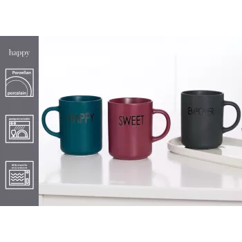 Ritzenhoff & Breker EMPOWER pelēkas porcelāna kafijas krūzes, 390 ml, komplekts ar 4 gab. 425758