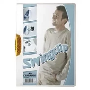 DURABLE SWINGCLIP® 30 A4 caurspīdīga dokumentu mape ar klipu, 30 lapu ietilpība, 25 gab. iepakojums 226009