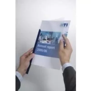 DURABLE A4 spiedes iesiešanas sloksnes, 100 lapu ietilpība, caurspīdīgs PP, 50 gab. iepakojums 293919