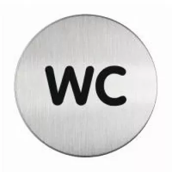 DURABLE PICTO WC durvju zīme, apaļa 83 mm, pašlīmējoša, sudraba/melna 490723