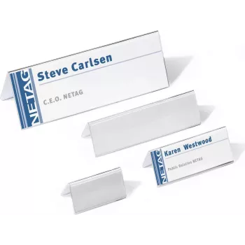 DURABLE galda vārda plāksnītes turētājs Tent Card 61/122x210 mm akrils, 10 gab. 803419