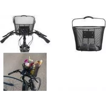 FISCHER E-Bike PLUS velosipēda stūres grozs, smalka sieta tērauda stieple, melns, ar ātrās atbrīvošanas stiprinājumu, 5 kg 50653