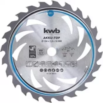 kwb 586154 volframa karbīda ripzāģa asmens 184 x 16 x 1,2 mm, 24 zobi