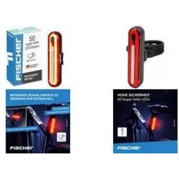 FISCHER FAHRRAD LED velosipēda aizmugurējais lukturis, uzlādējams, melns/sarkans 50089:FISCHER
