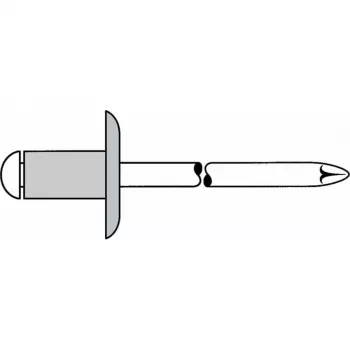 Gesipa aklo kniedes Al/Steel 5x25mm ar lielo galvu K14, saspiešanas diapazons 15,0–20,0mm (250 gab.) 1454126