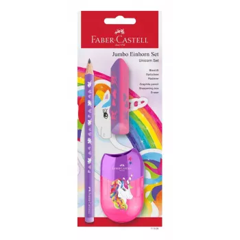 Faber-Castell Unicorn Jumbo rakstāmpiederumu komplekts, violets, 3 gab., 3 mm grafīts, ergonomisks trīsstūra satvēriens 111528