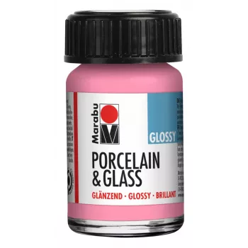 Marabu Porcelain & Glass Paint, spīdīgi rozā, 15 ml, bez cepšanas 11150039133