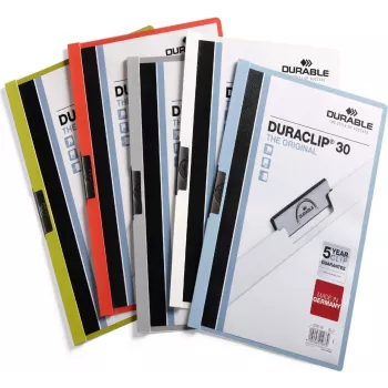 DURABLE DURACLIP 30 A4 dokumentu mape ar klipu, zila (25 gab. iepakojums) 220057