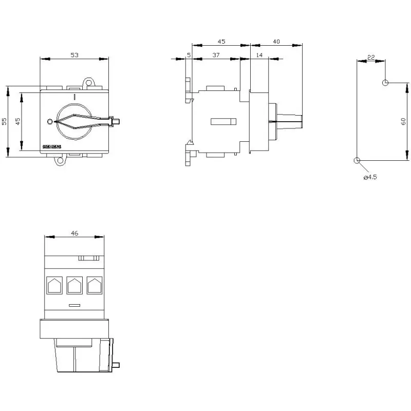 Siemens SENTRON 3LD2 3-polų atjungiklis 25A 690V sarkans/dzeltens 3LD21300TK13