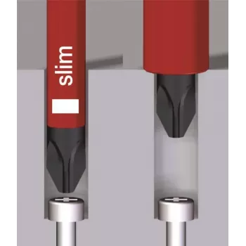 Wiha VDE PlusMinus skrūvgriezis SoftFinish electric slimFix 3281 SL/PH 1 ar asmens garumu 80 mm (35502)