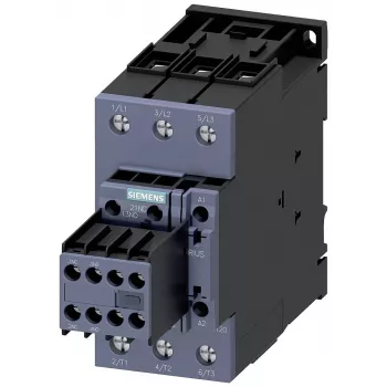 SIEMENS kontaktors AC-3 22kW/400V 2NO+2NC 230V AC 50A S2 skrūvju spailes (3RT20361AP04)