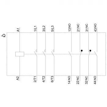 SIEMENS kontaktors AC-3 22kW/400V 2NO+2NC 230V AC 50A S2 skrūvju spailes (3RT20361AP04)