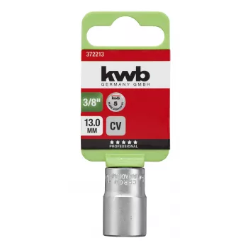 KWB 372213 3/8 collu uzgriežņu atslēga 13 mm 6-punktu hroma vanādija uzgalis
