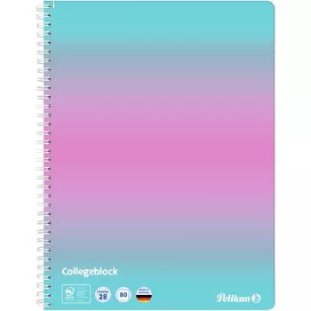 Pelikan College Block Color Edition A4 Mint/Rosé līnijots ar 2 malām, 80 lapas, 70 g/m² bez koksnes, 4 caurumu perforēts, 1 gab. 400197019