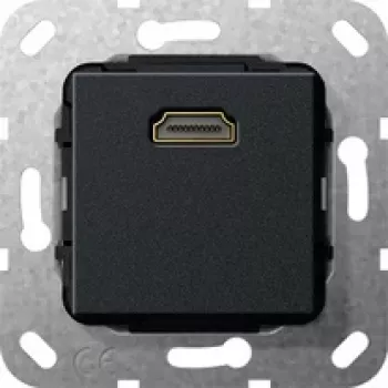 Gira HDMI sienas kontaktligzdas ieliktnis 2.0a+ HDR, 1 ports, matēts melns 567010