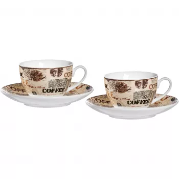 Ritzenhoff & Breker CREMA kapučīno komplekts, 4 daļas, porcelāns, ar motīva apdruku, trauku mazgājamā mašīnā mazgājams 422108