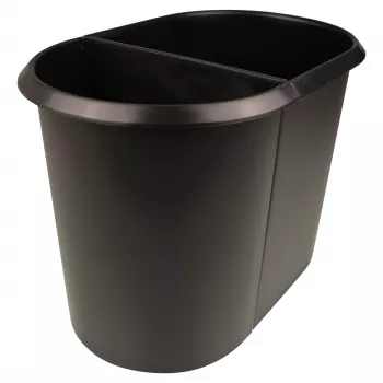 HELIT the double atkritumu papīra miskaste, ovāla, 20 L, melna, PE, bez vāka, 1. daļa (H6103795)