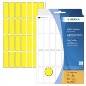 HERMA 2361 dzeltenas matētas pastāvīgi lipīgas papīra etiķetes, 13 x 40 mm, 896 etiķetes (32 loksnes x 28)