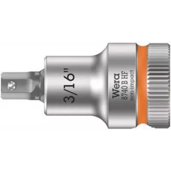Wera 8740 B HF Zyklop 3/8 collu uzgriežņu atslēgas uzgalis Hex-Plus 3/16 collu ar noturēšanas funkciju 05003085001