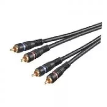 Wentronic AVK 132-1000 10 m RCA audio kabelis, 2x RCA tēviņš uz 2x RCA tēviņš, melns 50434
