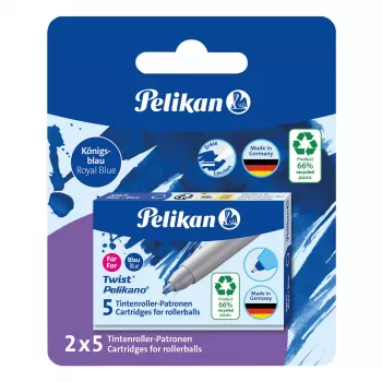 Pelikan lodīšu pildspalvas tintes kārtridži, 5 gab., zili (824705)