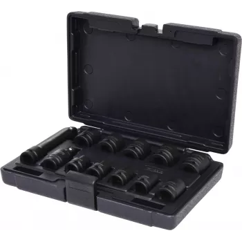 KS TOOLS 1/2 inch sešstūra trieciena uzgaļu komplekts, īsie, 12 gab. (515.0112)
