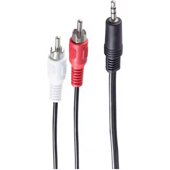 SHIVERPEAKS BASIC-S audio kabelis, 2 x RCA male uz 3,5 mm jack male, 2,5 m, stereo, melns BS30832-2.5