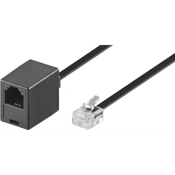 Wentronic Goobay modulārais pagarinājuma kabelis, RJ11/RJ14 (6P4C) tēviņš uz RJ11 mātīte, 15 m, melns 68258