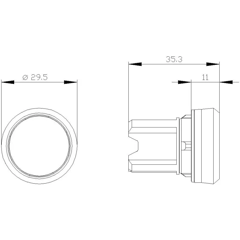 Siemens SIRIUS ACT spiedpogas priekšējais elements, metāla, augsti spīdīgs, pelēks (3SU1050-0AB80-0AA0)