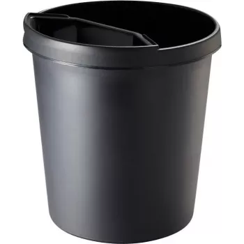 helit H6105895 apaļš plastmasas atkritumu tvertne 18L melna 31x32cm